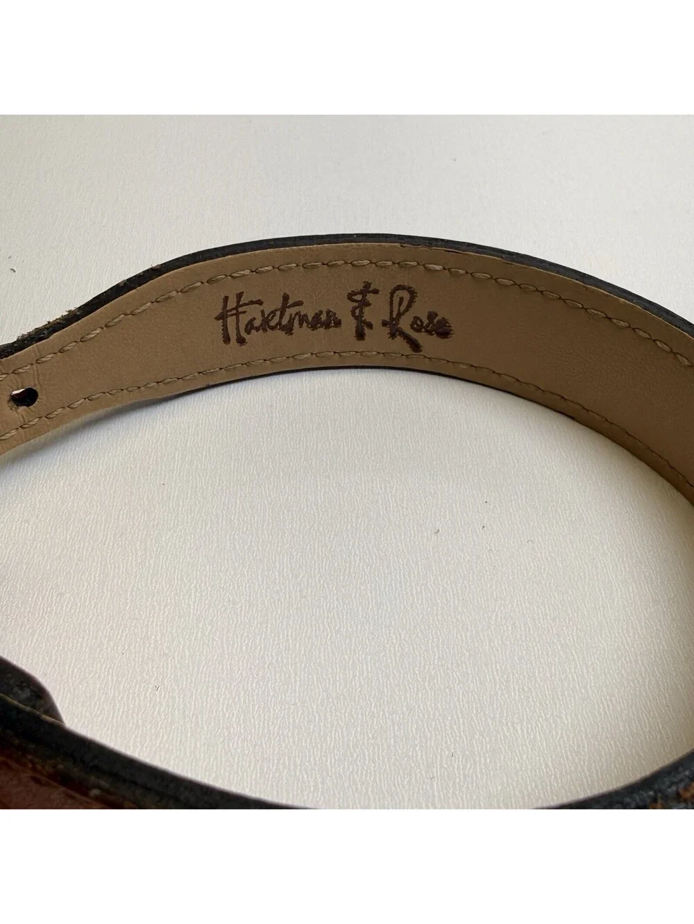 Brown Leather Hartman & Rose Small Dog Leash Collar Set Leather Orange 10/26
